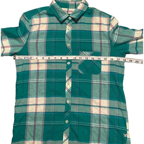American Eagle Outfitters Teal Flannel Shirt - Picture 7 of 9